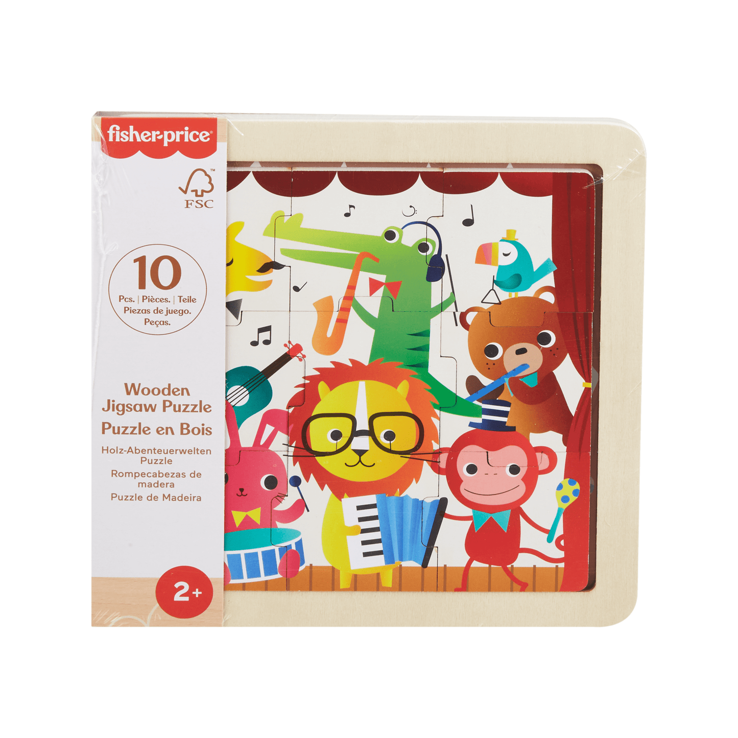 Fisher-Price Wooden Jigsaw Puzzle Music Theme For Toddlers & Preschool Kids, 9 Wood Pieces